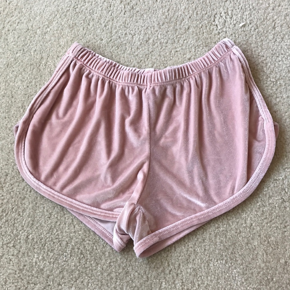 BRANDY MELVILLE PINK VELVET SHORTS
